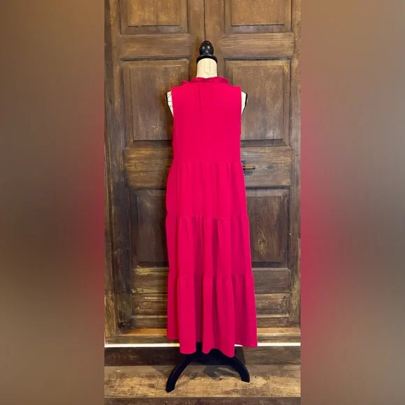 Max Studio Red Tie Front Sleeveless Sundress - Picture 2 of 5